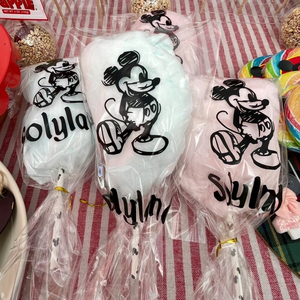 Personalized Cotton Candy bags with vintage  Mickey Design (12 bags)